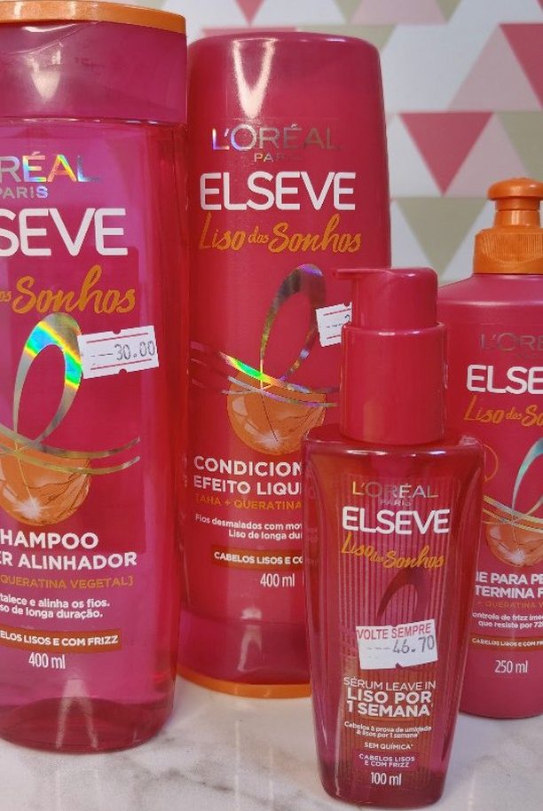 Kit Elseve Liso Dos Sonhos Shampoo 400ml, Condicionador 400ml, Creme Para Pentear 250ml e Sérum 100ml Liso dos Sonhos