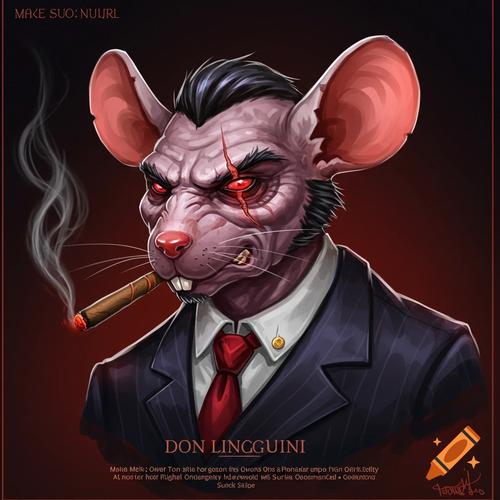 craiyon 152041 Make me a character named Don Linguini He is a mouse with a scar on his face He owns .png