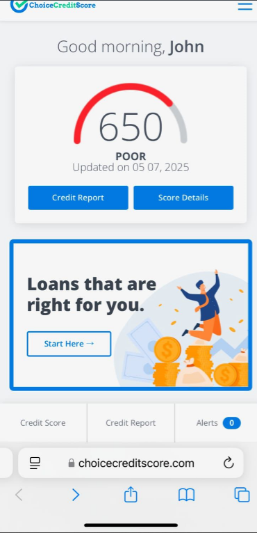 Choice credit score sample screen shot Bangali.png