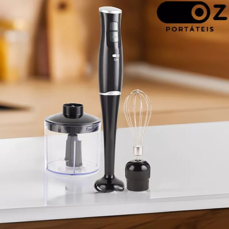 Mixer Turbo Chef 3 Em 1 250w Misturador Triturador E Fuet Sem Fio Portátil 127v Mx4000 Oz
