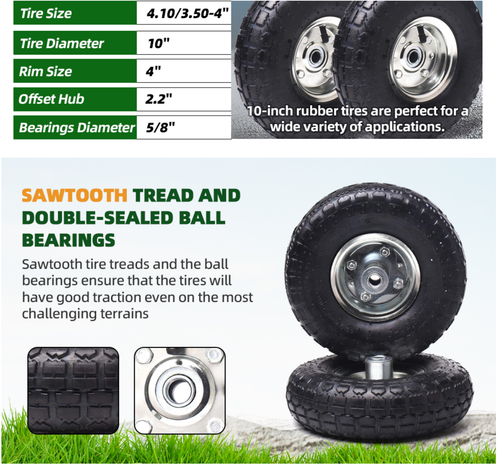 Description Image 2 2 Pack Heavy Duty 4.10 3.50 4 Tire and Wheel Exact Replacement 10 Inch.png