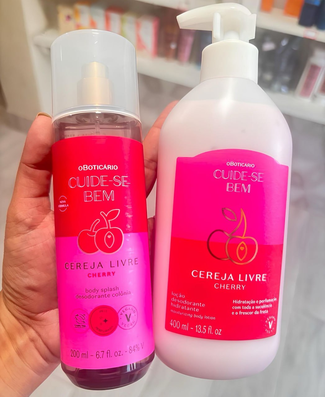 Combo Cereja Livre: Body Splash 200ml + Loção Corporal 400ml