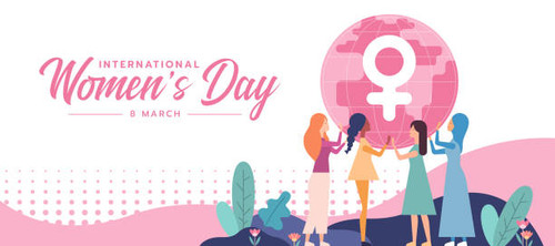international women's day - a diverse group of women helping to lift circle globe with a female symb.jpg
