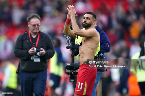 Liverpool's Mohamed Salah applauds the fans after the final whistle in the Premier League match at A.jpg
