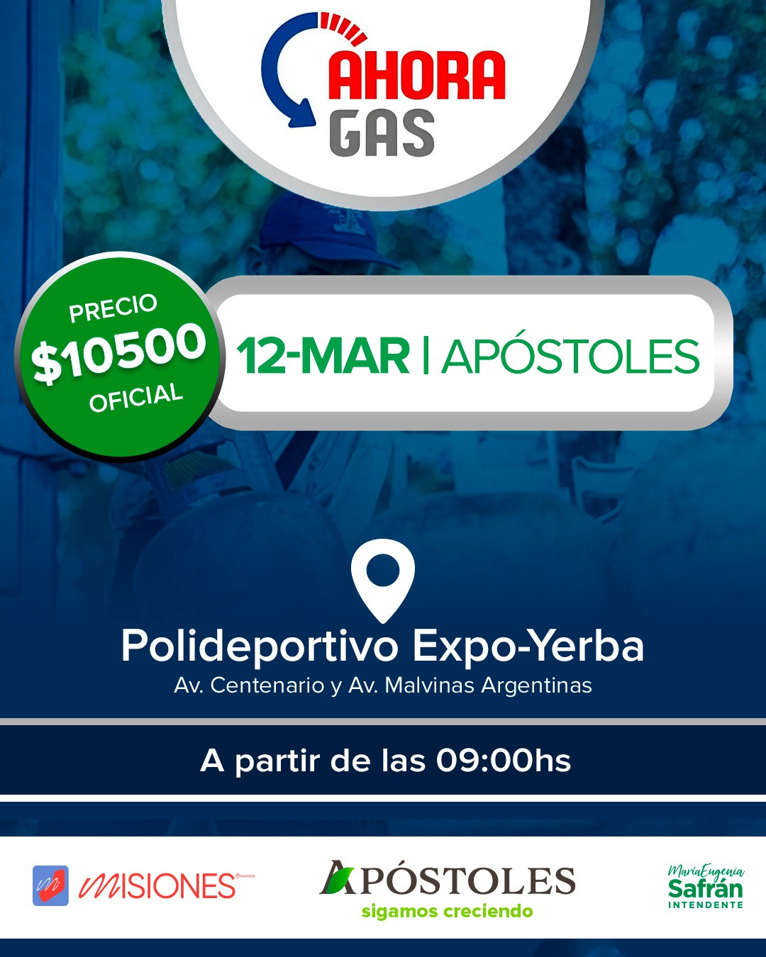 El Programa Ahora Gas llega a Apóstoles el 12 de Marzo