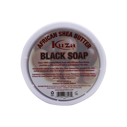 kuza 100� african shea butter black soap 8 oz 227 g