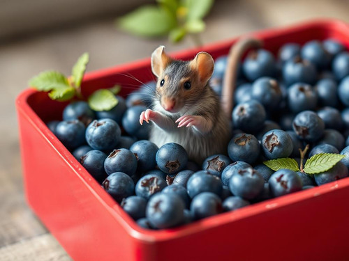 www.naked-ai.art - A red box of blue berries with a rat dancing inside.jpg