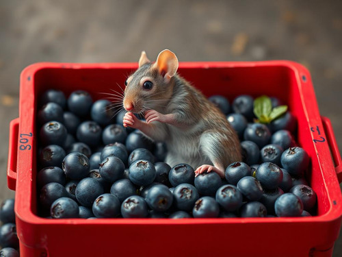 www.naked-ai.art - A red box of blue berries with a rat dancing inside.jpg