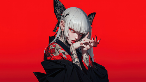 beautiful anime girl tattoo kimono hd wallpaper uhdpaper