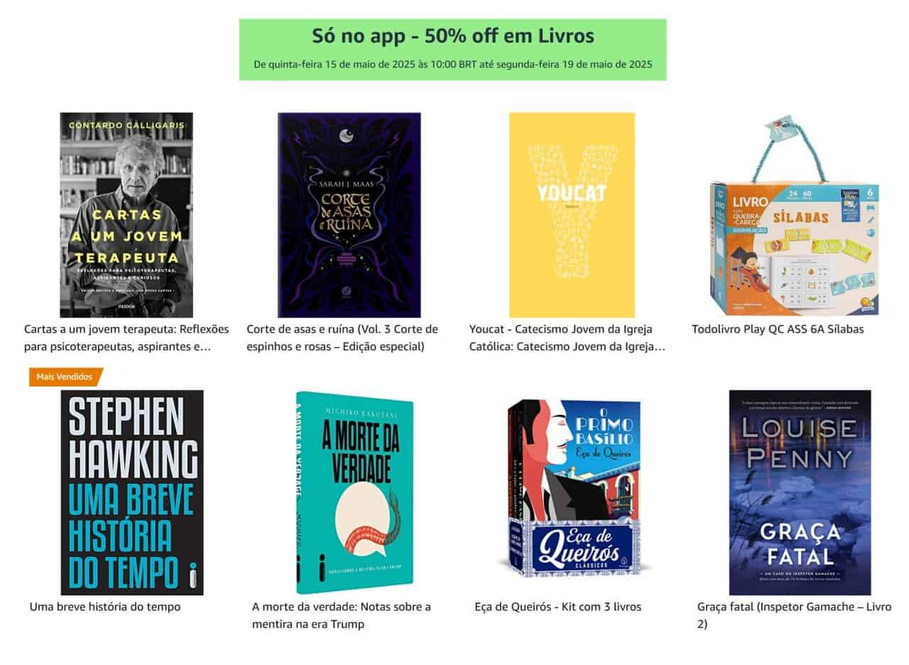 Só no app – 50% OFF em Livros – Amazon