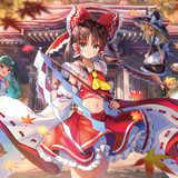 Konachan.com 316317 autumn blue eyes bow brown hair gray hair green eyes green hair hat headband lon