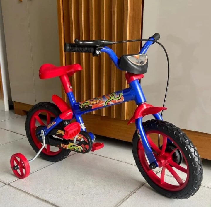Bicicleta infantil verden jack aro 12 com rodinhas laterais azul vermelho