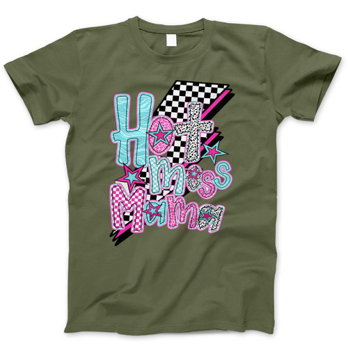 Photograph of four blank t-shirts greys beige and army green. Clipping path included. Ready for your.jpg