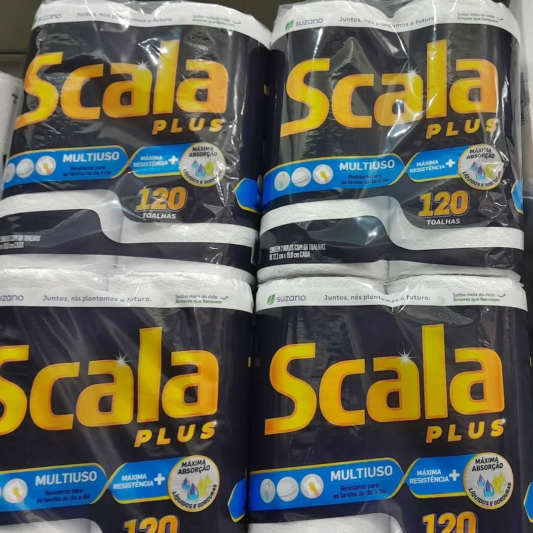 Scala Plus Papel Toalha, 120 Toalhas (2 Rolos de 60 Toalhas Cada)