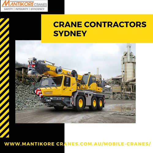 Mantikore Cranes is the best crane contractors Sydney that provides versatile and highly-skilled crew members for various crane types. We offer operators, riggers, and dogmen for tower cranes, as well as luffing cranes throughout the region. We are the cranes specialist with over 20 years’ experience in the construction industries. We provide the best cranes for sale or hire. Our Crane is highly being used at construction sites to make the entire work stress-free and increase productivity. We are also providing mobile cranes, Self-erecting cranes, and self-erecting cranes. We provide the best cranes for sale or hire. Our Crane is highly being used at construction sites to make the entire work stress-free and increase productivity. Also, get effective solutions for any requirements of your projects for the best price & service, visit our website today! Contact us at 1300626845.

•	Website:  https://mantikorecranes.com.au/
•	Address:  PO BOX 135 Cobbitty NSW, 2570 Australia
•	Email:  info@mantikorecranes.com.au 
•	Opening Hours:  Monday to Friday from 7 am to 7 pm