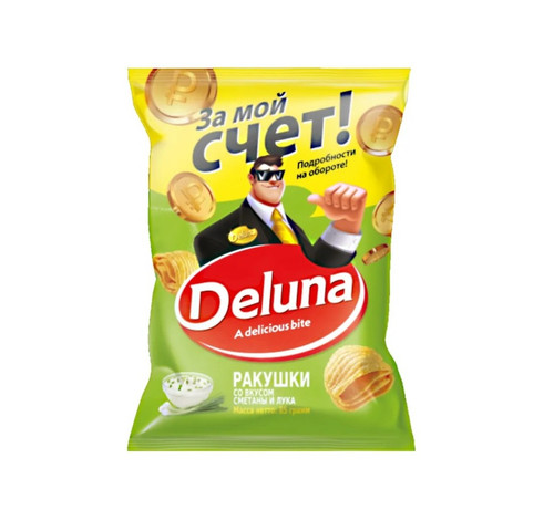 4640238870349 СНЕКИ КУКУРУЗНЫЕ DELUNA РАКУШКИ СО ВКУСОМ СМЕТАНЫ И ЛУКА 85 Г ПАК..jpg