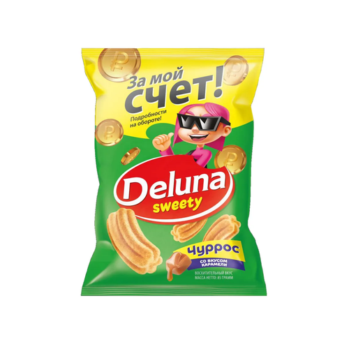 4640238870325 СНЕКИ КУКУРУЗНЫЕ DELUNA ЧУРРОС СО ВКУСОМ КАРАМЕЛИ 85 Г ПАК..png