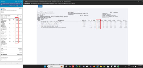 R1 R3. Order Bill Print There is no 'Rate' for some products even rate is available in mobile app.jpg