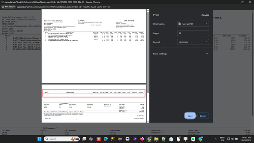 R1 R4. Order Bill Print Print Showing the Header fields in next page even data is not available.png