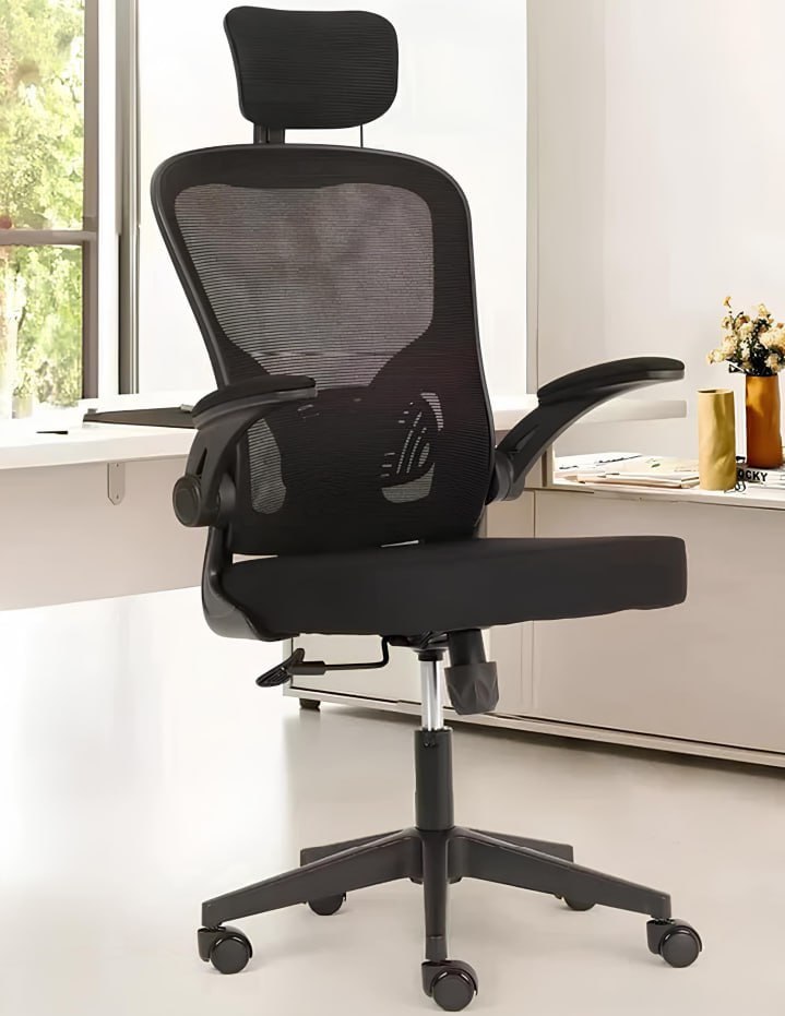 Cadeira De Escritório Moob Veneza Presidente Ergonômica Com Apoio Ajustável Para Cabeça Braços e Lombar Base Giratória Com Sistema Relax Ajuste de Altura e Rodas Em Poliuretano Anti Riscos