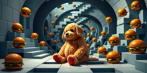  A poignant moment in an impossible Escher esque universe where Big Belly Bob the distraught plush l.jpg