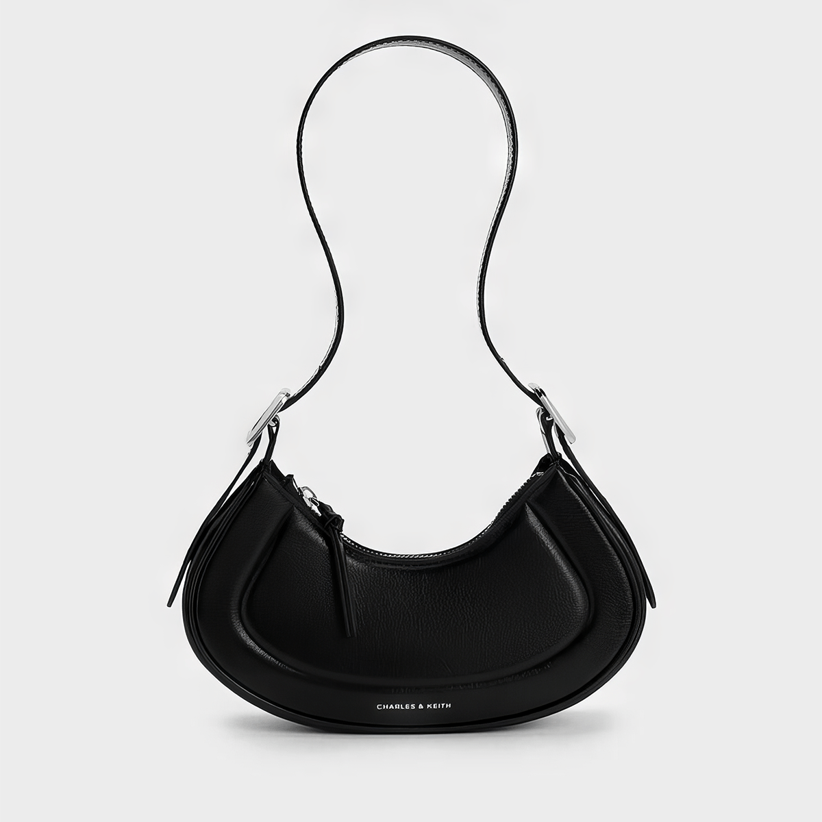 Túi đeo vai phom bán nguyệt Petra Curved - Đen