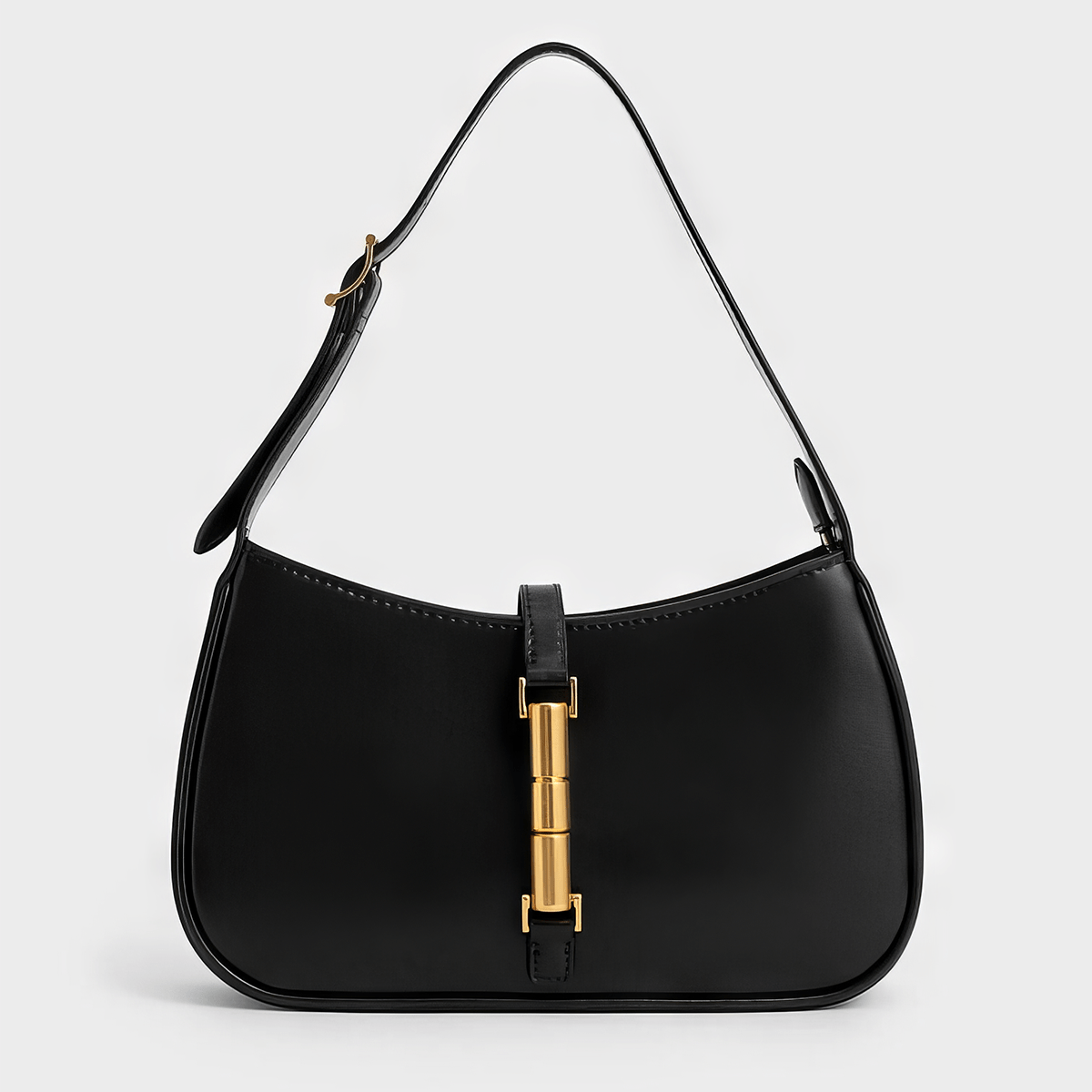 Túi đeo vai nữ hình thang Cesia Metallic Accent - Đen