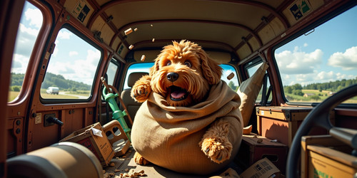  A side splitting scene of chaos and confusion Big Belly Bob the portly plush labradoodle is stuffed.jpg