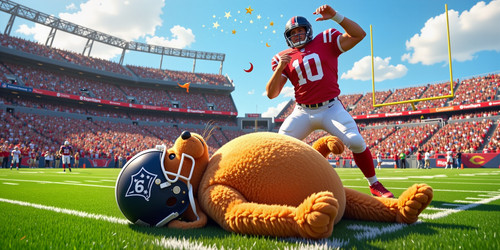  A hilarious scene unfolding in a lively NFL stadium setting Big Belly Bob the plump plush labradood.jpg