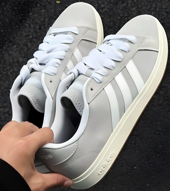 Tênis Adidas Grand Court Base Suede Masculino – Cinza+Branco
