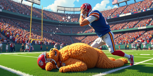  A hilarious scene unfolding in a lively NFL stadium setting Big Belly Bob the plump plush labradood.jpg