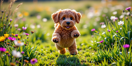  A playful and adorable scene featuring a plush labradoodle with an absurdly large spherical belly b.jpg
