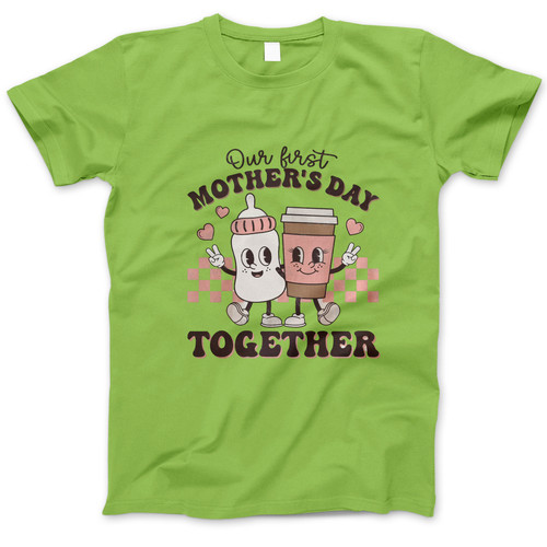 Photograph of four blank t-shirts greys beige and army green. Clipping path included. Ready for your.jpg