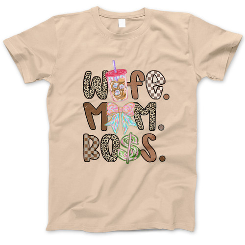 Photograph of four blank t-shirts greys beige and army green. Clipping path included. Ready for your.jpg