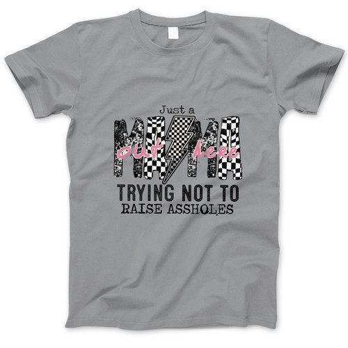 Photograph of four blank t-shirts greys beige and army green. Clipping path included. Ready for your.jpg