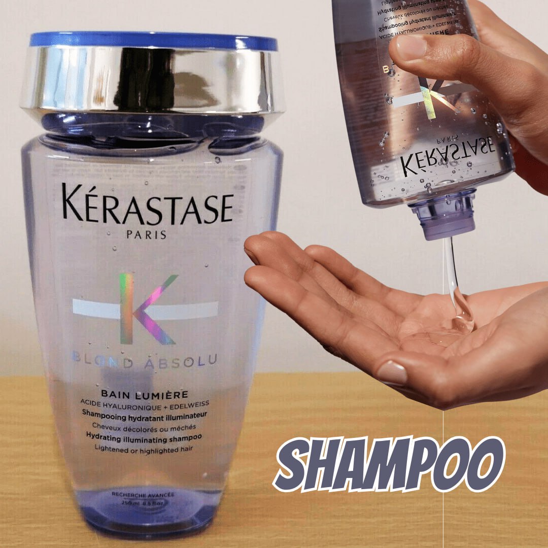 Kérastase Shampoo Blond Absolu Bain Lumière, Cabelos loiros, descoloridos, Hidratação, restauração, Ácido Hialurônico, Flor de Edelweiss, 250 ml Kérastase Shampoo Blond Absolu Bain Lumière, Cabelos loiros, descoloridos, Hidratação, restauração, Ácido Hialurônico, Flor de Edelweiss, 250 ml