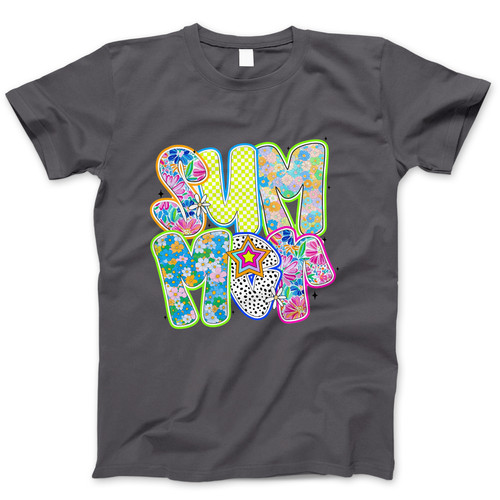 Photograph of four blank t-shirts greys beige and army green. Clipping path included. Ready for your.jpg