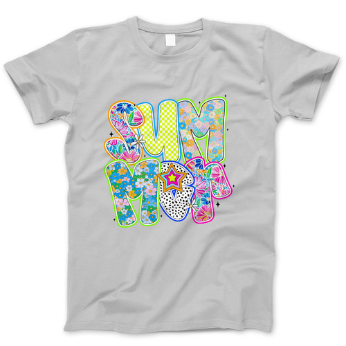 Photograph of four blank t-shirts greys beige and army green. Clipping path included. Ready for your.jpg