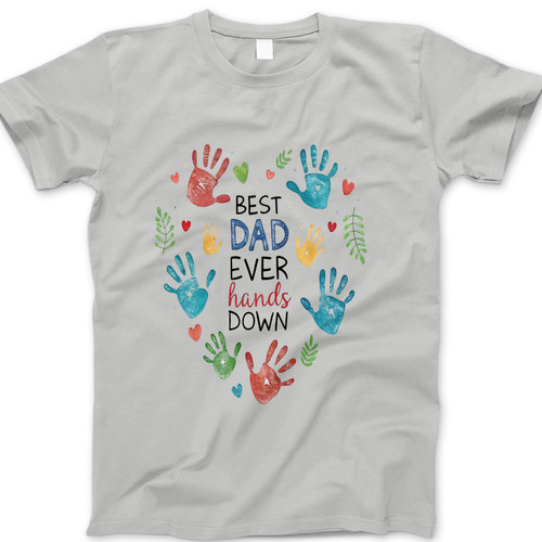 Photograph of four blank t-shirts greys beige and army green. Clipping path included. Ready for your.jpg