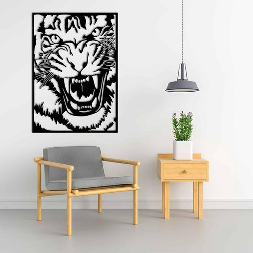 Wanddecoratie Woonaccessoires Dieren Tijger kop met lijst Zwart Muurdecoratie Woonfusion (2).jpg
