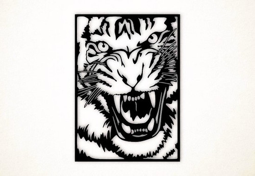 Wanddecoratie Woonaccessoires Dieren Tijger kop met lijst XL Zwart Muurdecoratie Woonfusion.1