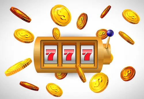 lucky seven slot machine flying golden coins casino business advertising 1262 13078.webp