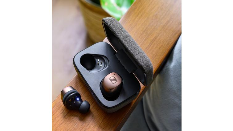 None A photo of Sennheiser’s Momentum True Wireless 4 earbuds in copper.