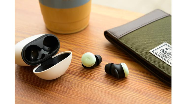 None A hands-on photo of Google’s Pixel Buds Pro 2 earbuds.