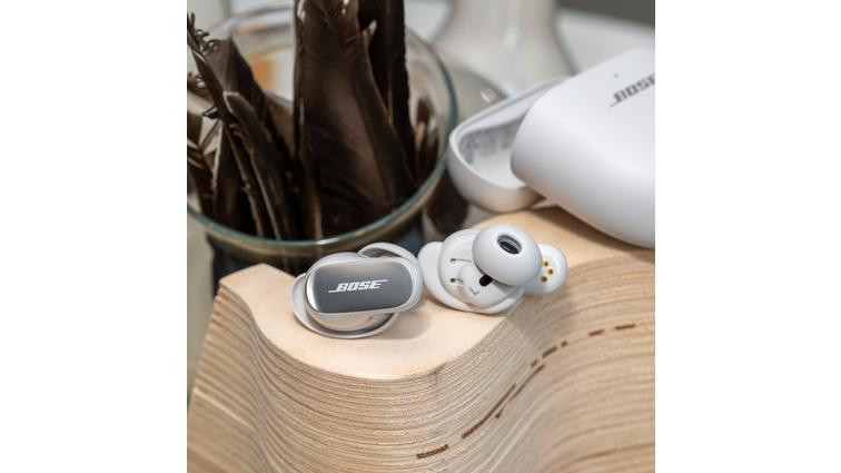 None A photo of Bose’s QuietComfort Ultra Earbuds.