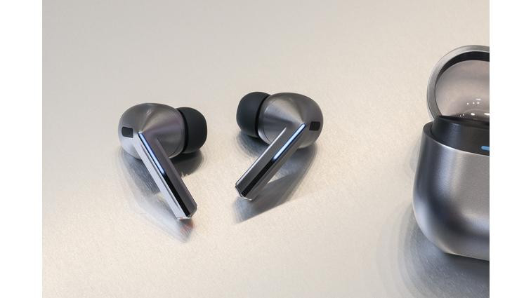 None A hands-on product photo of Samsung’s Galaxy Buds 3 / Galaxy Buds 3 Pro.