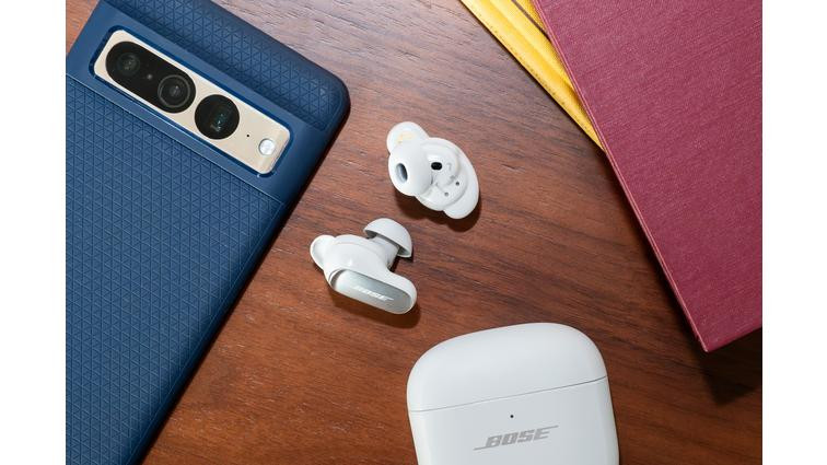 None A photo of Bose’s QuietComfort Ultra Earbuds.