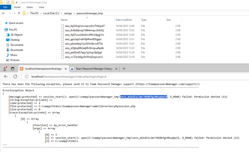 Logout error using passwordmanager tmp Folder localhost.png