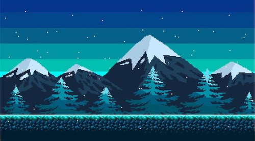 Premium Vector Pixel art background Snowy mountains at night Landscape for game or application seaml.jpg
