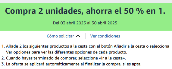 Ahorra el 50% en 1 al compra 2 unidades en una selección de artículos para el hogar 🏠